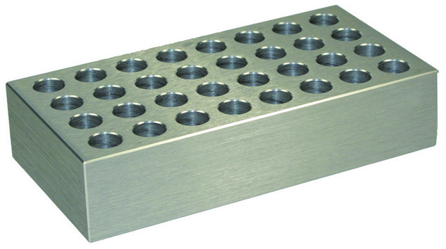 Aluminum heating/cooling block for 2.0 mL cryogenic tubes, 32-wells