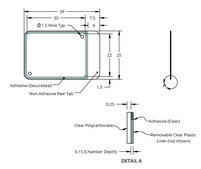Grace Bio-Labs HybriWell™ sealing system, SecureSeal™ adhesive chamber chamber volume 40-70 μL, L × W × thickness 22 mm × 30 mm × 0.15 mm, port diam. 1.5 mm