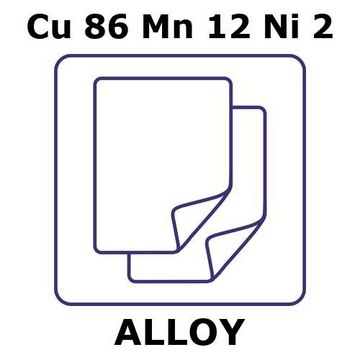 Manganin&#174; - resistance alloy, Cu86Mn12Ni2 foil, 50 x 50mm, 1.5mm thickness, annealed