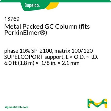 Metal Packed GC Column (fits PerkinElmer&#174;) phase 10% SP-2100, matrix 100/120 SUPELCOPORT support, L × O.D. × I.D. 6.0&#160;ft (1.8&#160;m) × 1/8&#160;in. × 2.1&#160;mm