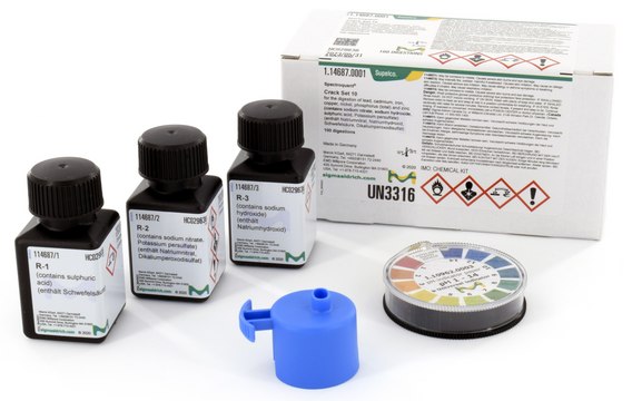 Crack Set 10 sufficient for 100 digestions of lead, cadmium, iron, copper, nickel, phosphorus (total) and zinc, Spectroquant&#174;