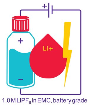 Lithium hexafluorophosphate solution in ethyl methyl carbonate, 1.0 M LiPF6 in EMC, battery grade