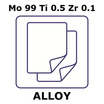 Molybdenum high temperature alloy tzm, Mo99Ti0.5Zr0.1 sheet, 100 x 100mm, 5.0mm thickness