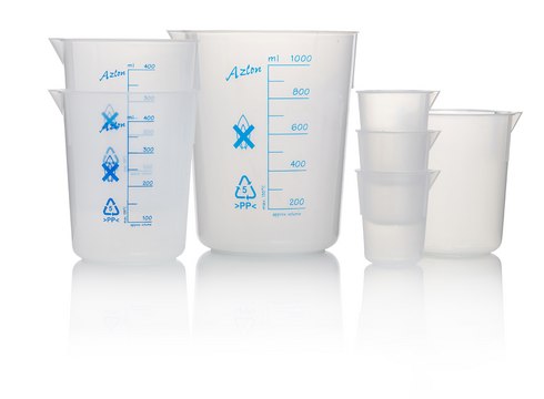 Azlon Tapered Beakers with Printed Graduations polypropylene, capacity 50&#160;mL