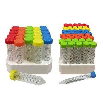 MTC&#8482; Bio SpectraTube&#8482; Centrifuge Tubes capacity 50&#160;mL, assorted colors, pack of 500&#160;ea (20 x racks 25 ea, 5 colours per rack)