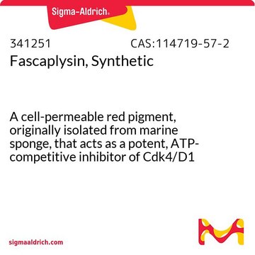 Fascaplysin, Synthetic A cell-permeable red pigment, originally isolated from marine sponge, that acts as a potent, ATP-competitive inhibitor of Cdk4/D1 (IC&#8325;&#8320; = 0.35 &#181;M).