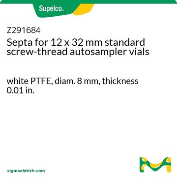 用于 12×32mm 标准螺纹自动进样器样品瓶的隔垫 white PTFE, diam. 8&#160;mm, thickness 0.01&#160;in.