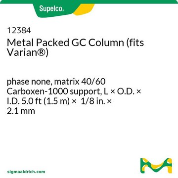 Metal Packed GC Column (fits Varian&#174;) phase none, matrix 40/60 Carboxen-1000 support, L × O.D. × I.D. 5.0&#160;ft (1.5&#160;m) × 1/8&#160;in. × 2.1&#160;mm