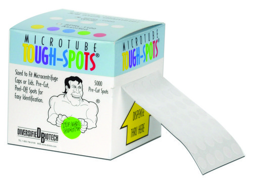 Tough-Spots®标签&#174; 5 across, diam. 1/2&#160;in., white, roll of 5000