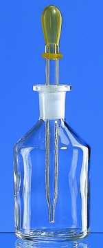 BRAND&#174; glass dropping bottle with dropping pipette and rubber teat capacity 100&#160;mL, amber soda-lime glass