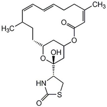 红海海绵素A，来源于Latrunculia magnifica Latrunculin A, CAS 76343-93-6, is a cell-permeable marine toxin that disrupts microfilament organization in cultured cells by the formation of a 1:1 complex with monomeric G-actin (KD = 200 nM).