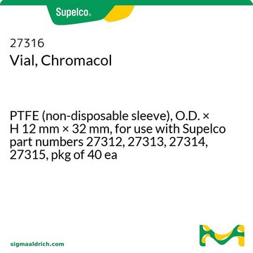 Vial, Chromacol PTFE (non-disposable sleeve), O.D. × H 12&#160;mm × 32&#160;mm, for use with Supelco part numbers 27312, 27313, 27314, 27315, pkg of 40&#160;ea