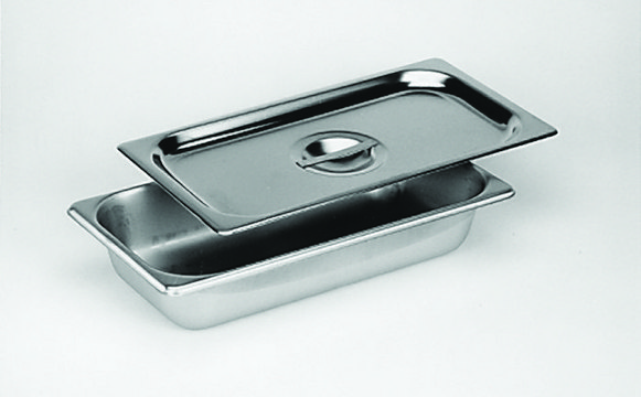 Stainless steel pan Type 304 heavy weight, L × W × H 12.75&#160;in. × 6.9&#160;in. × 2.5&#160;in.