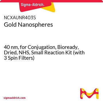 Gold Nanospheres 40&#160;nm, for Conjugation, Bioready, Dried, NHS, Small Reaction Kit (with 3 Spin Filters)