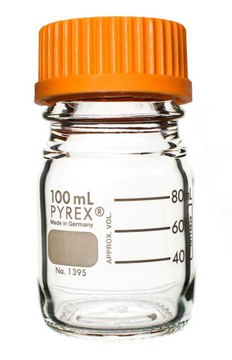 Pyrex&#174; round media storage bottles and reusable screw caps capacity 100&#160;mL