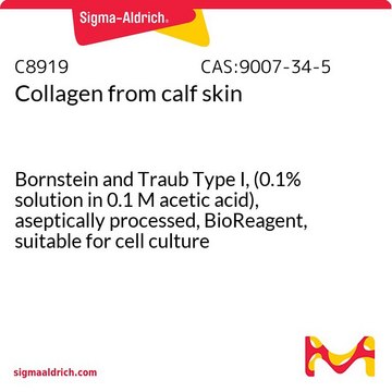 胶原蛋白 来源于小牛皮 Bornstein and Traub Type I, (0.1% solution in 0.1 M acetic acid), aseptically processed, BioReagent, suitable for cell culture