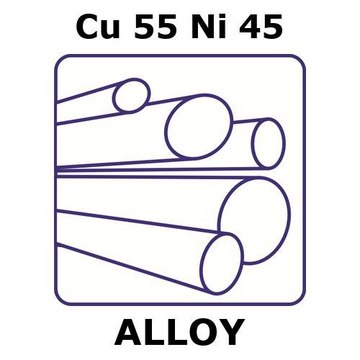 Constantan- resistance alloy rod, Cu 55%/Ni 45%, 10&#160;mm diameter, length 100 mm, temper annealed