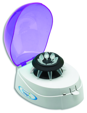 MyFuge&#8482; mini centrifuge purple lid, with 2 rotors, AC/DC input 110 - 240 V AC, European 2-pin plug