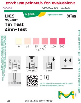 Tin Test colorimetric, 10-200&#160;mg/L (Sn), MQuant&#174;