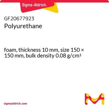 Polyurethane foam, thickness 10&#160;mm, size 150 × 150&#160;mm, bulk density 0.08&#160;g/cm3