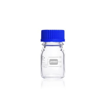 Duran&#174; Gl 45 Laboratory Glass Bottle Protect plastic-coated glass bottle (PU), with screw cap to drain contents (Without pouring ring), capacity 100&#160;mL