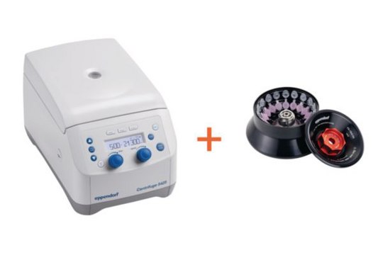 Eppendorf&#174; Pharma Package Centrifuge 5425 G refrigerated: no, with rotary knobs, without standard rotor, with FA-18x2 rotor kit, AC/DC input 230 V, 50 - 60 Hz, UK plug