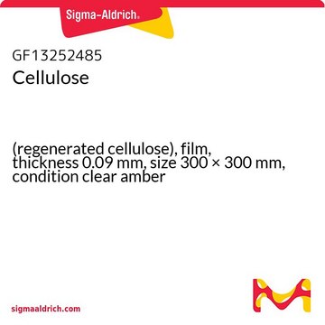 Cellulose (regenerated cellulose), film, thickness 0.09&#160;mm, size 300 × 300&#160;mm, condition clear amber