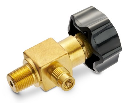 Valve brass diaphragm, for CGA 110/170 right angle path, internal/external, right hand thread