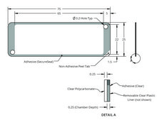 Grace Bio-Labs HybriWell™ sealing system, SecureSeal™ adhesive chamber chamber volume 310-425 μL, L × W × thickness 22 mm × 65 mm × 0.25 mm, port diam. 3.2 mm