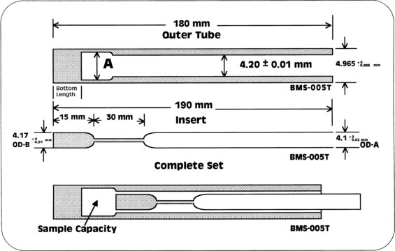 Shigemi Advanced NMR microtube assembly matched with D2O, Shigemi BMS-005TJ, bottom L 12&#160;mm