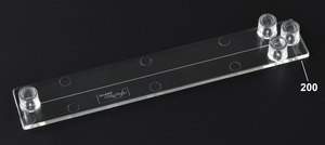Cross-shaped channel chip - 200 μm channel Fluidic 394, Cyclic Olefin Polymer (COP) with Luer Interface