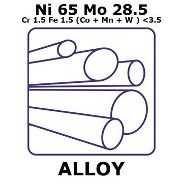 Hastelloy&#174; B-3 alloy, Ni65Mo28.5Cr1.5Fe1.5(Co+Mn+W)3.5max 500mm rod, 5.5mm diameter, annealed