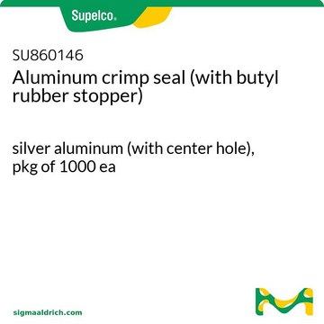 Aluminum crimp seal (with butyl rubber stopper) silver aluminum (with center hole), pkg of 1000&#160;ea