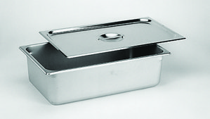 Stainless steel pan Type 304 heavy weight, L × W × H 12.75 in. × 6.9 in. × 2.5 in.