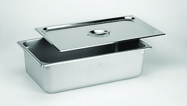 Stainless steel pan Type 304 heavy weight, L × W × H 12.75&#160;in. × 6.9&#160;in. × 6&#160;in.