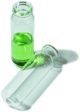 Headspace vial, clear glass, beveled top, flat bottom volume 20&#160;mL, O.D. × H × I.D. 23&#160;mm × 75&#160;mm × 12.5&#160;mm, pkg of 100&#160;ea