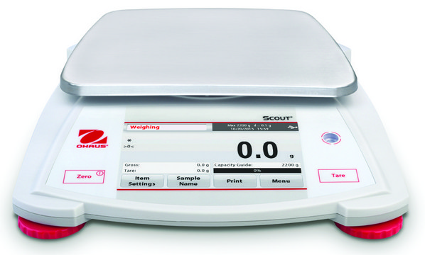 Ohaus&#174; Scout&#174; STX Touchscreen Balance Model STX2201, weighing capacity 2200&#160;g, resolution: 0.1&#160;g, AC/DC input 120 V AC, US 3-pin plug