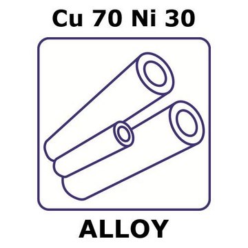 Copper-nickel alloy, Cu70Ni30 500mm tube, 3.0mm outside diameter, 0.175mm wall thickness, 2.65mm inside diameter, hard