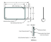 Grace Bio-Labs HybriWell™ sealing system, SecureSeal™ adhesive chamber chamber volume 180-200 μL, L × W × thickness 22 mm × 40 mm × 0.25 mm, port diam. 1.5 mm