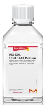 RPMI-1640 培养基 Modified, with sodium bicarbonate, without L-glutamine and phenol red, liquid, sterile-filtered, suitable for cell culture