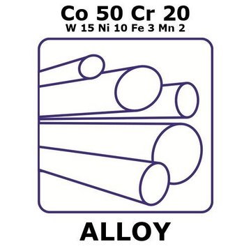 Cobalt/Chromium/Tungsten/Nickel/Iron/Manganese rod, Co50%/Cr20%/W 15%/Ni10%/Fe 3%/Mn 2%, 9.8&#160;mm diameter, length 200 mm