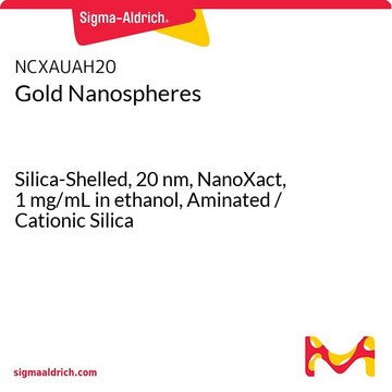 金纳米球 Silica-Shelled, 20&#160;nm, NanoXact, 1&#160;mg/mL in ethanol, Aminated / Cationic Silica