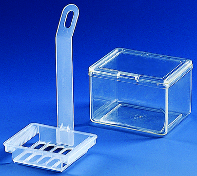 BRAND&#174; transparent plastic staining trough with two lids PMP, L × W × H 101&#160;mm × 83&#160;mm × 70&#160;mm