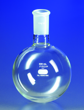 Pyrex&#174; round-bottom heavy wall boiling flask, short neck with joint capacity 100&#160;mL, joint: ST/NS 24/40