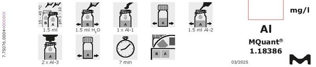 Aluminium Test colorimetric, 0.10-6 mg/L (Al), for use with MCOLORTEST®