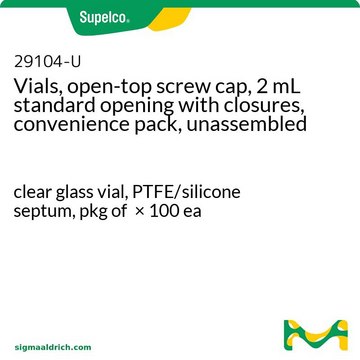 2mL 标准开口带盖螺纹口样品瓶&#65292;未组装便利套装 clear glass vial, PTFE/silicone septum, pkg of × 100&#160;ea