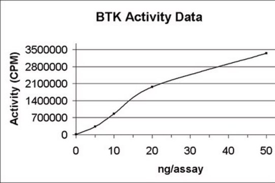 BTK蛋白，活性，10 &#181;g Active, N-terminal His6-tagged, recombinant, full-length, human BTK, for use in Kinase Assays.