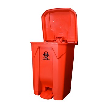 MTC™&nbsp;Bio BowTie™&nbsp;Floor standing Biohazard Bin With Lid capacity 30 L (50 gal), W × L × H 6 in. (41 cm) × 16 in. (41 cm) × 24 in. (60 cm), pack of 1 ea