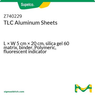 含F254指示剂TLC铝板 L × W 5&#160;cm × 20&#160;cm, silica gel 60 matrix, binder, Polymeric, fluorescent indicator