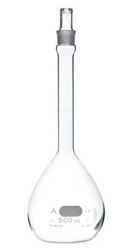 Pyrex&#174; volumetric flask, class A with Pyrex&#174; ST stopper capacity 500&#160;mL